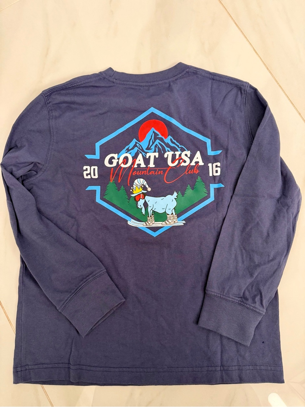 Goat USA Navy Long-Sleeve Graphic Tee